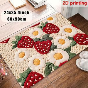 TEMU 스트로베리 데이지 패턴의 부드럽고 내구성이 뛰어난 매트. 세탁기 사용 가능하고 세척이 용이하며, 고품질 골든 벨벳으로 제작되었으며 미끄럼 방지 처리가 되어 있습니다. 제곱미터당 800그램 이상의 무게를 가지고 있습니다. 주방 매트, 거실 카펫에 적합합니다.