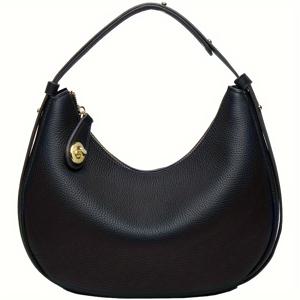 TEMU ZOOLER 여성용 정품 가죽 핸드백 - 대용량 우아한 탑그레인 소가죽 숄더/크로스바디 백, 클로저, 턴락 & 스트랩, 데일리 커뮤트, 여행, 엄마와 중년 여성을 위한 가방