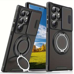 TEMU 갤럭시 S24/S23/S22/S21 울트라, 24, S23, S22 플러스, S23 FE, A14, A54, A13, A55용 커버 + [풀 보호] 360° 회전 링 스탠드 자석 마운트 매트 텍스처 충격 방지 보호 케이스