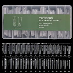TEMU 240개 물방울 발레 타원형 네일 익스텐션 몰드 (샌드위치 레이어 디자인), 젤 퀵 익스텐션 네일 아트 도구용 탑 몰드 120개 + 하단 몰드 120개