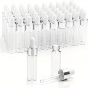 TEMU 100개 3ml/5ml 투명 유리 드로퍼 병 - 필수 오일, 향수, 화장품 샘플용 빈 비알, 유리 눈물 드로퍼가 있는 유리 눈물 드로퍼, 재충전 가능하고 누출 방지 디자인, 필수 오일, 향수 샘플, 향수 병에 이상적입니다. | 투명 컨테이너 | 내구성 있는 유리 재료