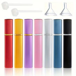 TEMU 7피스 향수 아토마이저 세트, 휴대용 여행용 12ml 향수 샘플 스프레이 병 (유리 내부 라이너 포함), 빈 병, 리필 도구 및 깔때기 포함