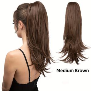 TEMU 여성을 위한 18인치 클립인 디티블론 포니테일 익스텐션, 긴 컬과 다용도 합성 헤어 특징