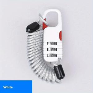 TEMU 스테인리스 스틸 60*22mm 세 자리 암호 조합 자물쇠 1개 - 안전한 도난 방지 자전거 헬멧 안전 케이블 와이어 로프 자물쇠, 광택 마감 및 무충전 전원 모드