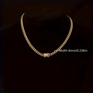 TEMU 304L 스테인리스 스틸 인조 라운드 광택 표면, 18K 금도금, 6mm 폭 골든 쿠바 팔찌 및 목걸이, 남성 및 여성 힙합 패션 추가 및 주얼리용으로 적합