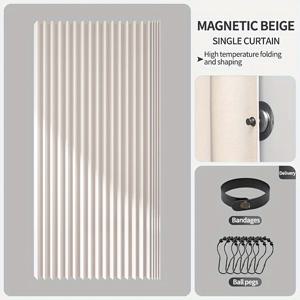 TEMU 욕실용 접이식 회색 프라이버시 스크린 (고온 접이식 담요, 검은색 후크가 달린 금속 아일렛, 물결 접힘 폴리에스터 스크린, 사계절용 세탁기 사용 가능, 후크 부착이 가능한 무늬 원단)