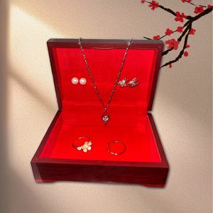 TEMU 우아한 나무 보석 정리함 - 귀걸이, 목걸이, 액세서리 등을 위한 컴팩트하고 휴대용 보관함 (보석함 및 정리함)