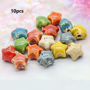 TEMU 빈티지 별 세라믹 비즈 10/20개, 펜던트 비즈, 루스 비즈, 수제 주얼리 직조 재료 및 기타 공예 용품.