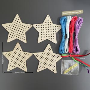 TEMU 16개 크로스 스티치 북마크 별 장식 카드 북마크 세트, 자수 실 포함 - 나무 DIY 별과 북마크 장식, 수제 나무 바느질 공예, 홈 선물 및 파티 활동에 적합, 가지 장식, 할로윈, 추수감사절, 부활절, 생일 및 기타 축제 모임에 완벽