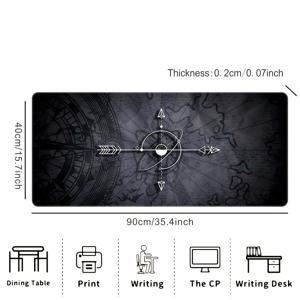 TEMU 1개 고급 나침반 슈퍼 라지 마우스 패드 - 고품질, 미끄럼 방지 고무, 정밀 스티치, HD 컬러 인쇄, 게임 및 사무용 직사각형 데스크 매트, 이상적인 선물, 키보드 패드, 데스크탑 장식, 전자 스포츠 게임, 공부용