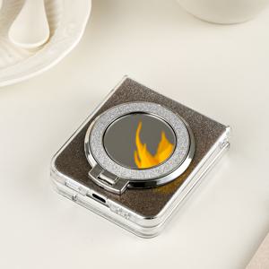 TEMU 폰 케이스: 1 그라데이션 반짝이 글리터 카드스톡 라운드 미러 메이크업 터치업 스탠드, 접이식 폰 케이스, 갤럭시 Z 플립3 5G, 갤럭시 Z 플립4 5G, 갤럭시 Z 플립5 5G, 갤럭시 Z 플립6 5G 호환