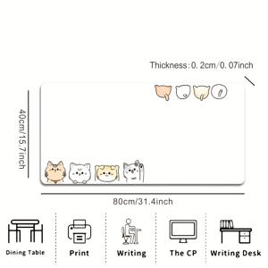 TEMU 귀여운 흰색 단색 고양이의 고화질 이미지, 대형 마우스 패드, 품질 마우스 패드, 키보드 매트, 미끄럼 방지 내구성 있는 고무 재질, 정밀한 잠금 엣지 스티칭 프로세스, 고화질 컬러 프린트 패턴, 직사각형 마우스 패드, 이스포츠 게임 데스크톱 매트, 데스크톱 장식, 공부 및 작업에 적합, 선물로도 이상적인 선택, 사무실 마우스 패드.