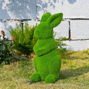 TEMU 녹색 플로킹 토끼 조각상, 15.96인치 - 부활절 및 봄 정원 장식, 야외 이끼 토끼 조각상, 축제 정원, 마당, 홈 파티 장식 및 가족 마당 디스플레이에 완벽, 동물 테마
