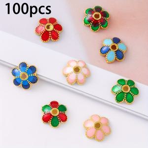 TEMU 100개 빈티지 컬러풀 6-잎 꽃 스페이서 비즈, 합금 DIY 매력 비즈 팔찌, 목걸이, 귀걸이, 주얼리 만들기 및 휴일 장식, 주얼리 만들기 용품