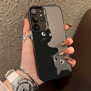 TEMU 귀여운 새끼 고양이 모바일 폰 케이스, 갤럭시 S25 S24 S23 S22 S21 S20 FE 울트라 플러스 4G 23G 방탄 프로스트 백 커버