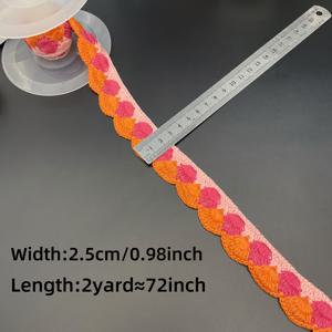 TEMU 2야드/72인치, 물결무늬 홈 그라데이션 니트 트림이 있는 컬러 블록 니트 리본, 의류 옆면 트림용, 핸드니트 메쉬 크로셰 DIY 장식용 레이스 트림, 레이스 모조 수제 코바늘 자수 의류 트림 DIY 핸드메이드 액세서리, 소박한 스타일 장식, 의류 재봉 및 공예 자수용, 빈티지, 이국적인 스타일, 여행 사진, 의류, 벨트 및 기타 스트랩 액세서리