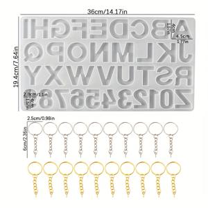 TEMU 레진 주조 몰드 21개 세트, 26자 키체인 실리콘 몰드 DIY 숫자 에폭시 레진 성형 핸드메이드 펜던트 몰드 홈 오너먼트 만들기 용품