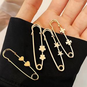 TEMU 버튼형 헐렁한 청바지 조임기 4개, 헤드스카프, 숄 버클, 브로치, 여성용 스웨터핀용 조절식 탈부착 허리밴드 클립