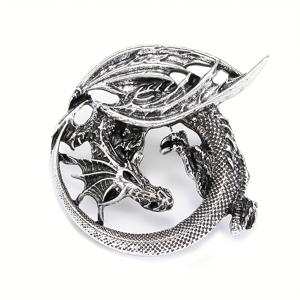 TEMU 빈티지 노르딕 바이킹 용 드래곤 브로치 - 합금, 비정형 원형 모양, 고딕 스타일, 일상적인 착용 또는 파티 액세서리로 완벽한, 독특한 선물 아이디어, 독특한 선물 아이디어 | 세밀한 디자인 | 세밀한 공예 기술, 바이킹 브로치