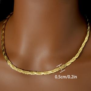 TEMU 1개 남녀공용 패션 힙합 클래식 독특한 0.5cm 폭 체인 목걸이 플랫 인터로킹 구리 체인 다용도 주얼리 발렌타인데이 선물