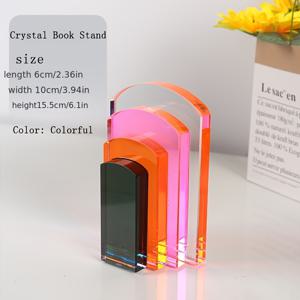 TEMU 1개 아치 책꽂이 컬러 튼튼한 책 스탠드 아크릴 아치 미끄럼 방지 책장, 가정 및 사무실 장식용