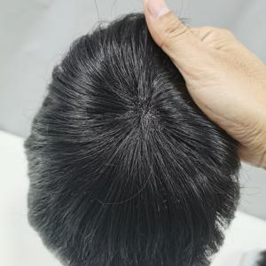 TEMU 남성용 천연 블랙 인모 헤어 토퍼 - 대머리 및 탈모용 리얼 헤어피스, 투명 크로셰 스타일 베이스 (레이스 없음), 전체 머리 커버리지와 볼륨을 위한 인비저블 헤어피스, 자연스러운 룩, 민감한 두피를 위한 편안한 헤어피스