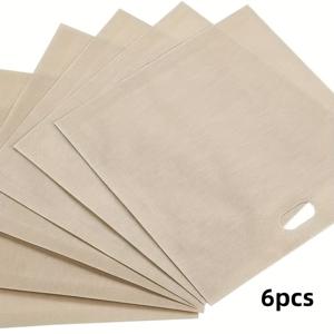 TEMU 그릴 치즈, 파니니, 마늘 빵 및 피자용 식품 안전 고품질 주방 필수품이 포함된 6개 재사용 가능한 비접착 PTFE 토스트 백 (투명 창문 디자인) - 크리스마스, 새해 가족 모임 및 홈 베이킹 용품에 적합한 내구성 있는 베이킹 용품, 크리스마스 최고의 선물