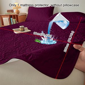 TEMU 1개 솔리드 퍼플 방수 매트리스 보호커버, 탄력 있는 코너, 패턴 디자인, 침실, 게스트룸, 호텔 매트리스 보호용, 싱글 또는 더블 두꺼운 매트리스, 침구 (베개커버 미포함)