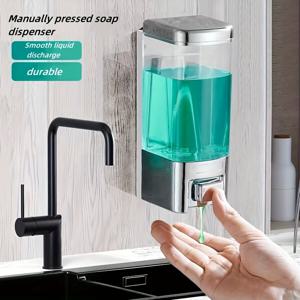 TEMU 벽걸이형 비누 디스펜서, 500ml 욕실 샤워 펌프 디스펜서, 수동 누름 로션 샤워 비누 디스펜서 (가정, 욕실, 주방, 호텔, 레스토랑에 적합)
