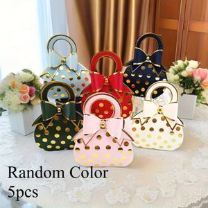 TEMU 골든 리본이 달린 우아한 도트 미니 선물 상자 5개 세트 - 웨딩 파보, 발렌타인데이, 생일 등에 이상적 | 파티 장식 및 소규모 비즈니스 포장용 컬러풀 종이 캔디 상자, 선물용 선물 상자