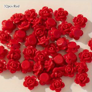 TEMU 16/32개 로즈 플라워 비즈 추가, 스타일리시하고 산뜻한 농촌 스타일 주얼리 부품 (목걸이, 팔찌, 폰 체인용)