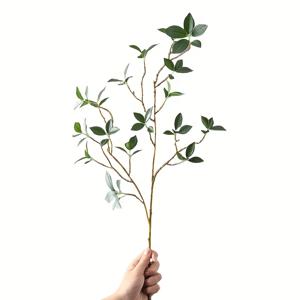 TEMU 사실적인 플라스틱 인조 피쿠스 나뭇잎 가지 1개 - 긴 줄기의 인조 녹색 장식품, 가정 장식용, 다양한 공간 및 행사에 활용 가능