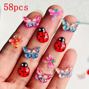 TEMU 28/58/86 미니 레진 나비 및 개미 장식, 곤충 테마 장식품, 네일 아트, 스크랩북, 헤어 클립 및 주얼리 제작에 적합.