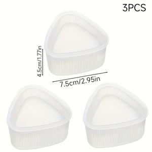 TEMU 3pcs 온기리 몰드 세트 | 식품 등급 플라스틱 삼각형 쌀볼 메이커, 뚜껑이 있는 휴대용 벤토 박스 - 점심, 스시 및 일본 요리에 적합, 점심 박스 액세서리