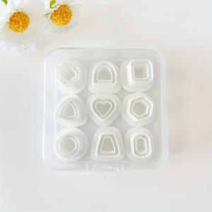 TEMU 9개 세트 고급 미니 기하학 폴리머 클레이 커터 - DIY 소프트 클레이 귀걸이 및 주얼리 제작용 정밀 커팅 도구