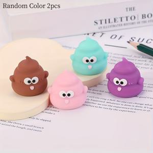 TEMU 2개 세트 똥 모양 펜 홀더 & 펜 - 창의적인 사무실, 학교 학습 보상용 데스크 액세서리, 유쾌한 얼굴 디자인, 귀여운 오피스 용품, 가벼운 무게, 내구성 있는 소재, 기능적 장식, 선물 아이디어