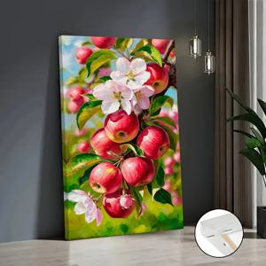 TEMU 1개 벽걸이 사과 가지 유화 캔버스 - 전통 & 현대 스타일 과일이 있는 가지 액자, 거실, 식당, 사무실에 적합 - 솔리드 우드 프레임 16x24 인치