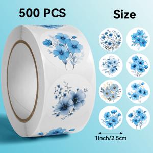 TEMU 500개 블루 플라워 스티커, 자체 접착식, 창의적인 데칼, 쉽게 떨어지지 않음, 스케이트보드, 기타, 노트북, 자동차, 헬멧, 스티커, 선물 상자 장식, 포장 장식, 포장 꾸미기, 상업용 장식, 자체 접착식 라벨, 밀봉 스티커, 용품용, 휴대폰 스티커, 휴대폰 장식, 물컵 스티커, 물병 스티커, DIY 공예용으로 적합