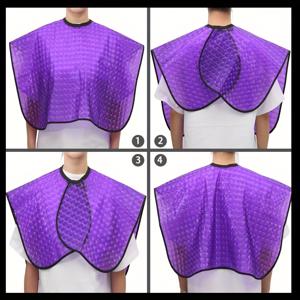 TEMU 빨리 건조되는 디자인의 정사각형 체크 무늬 보라색 케이프, 헤어 세척, 염색 및 스타일링에 적합