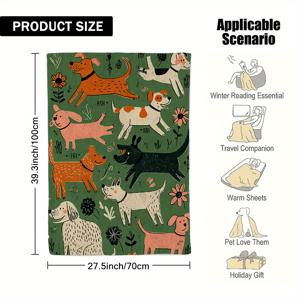 TEMU 즐거운 강아지가 파라다이스에 있는 2D 평면 프린트가 특징인 이 플란넬 담요는 부드럽고 따뜻하며 모든 계절에 적합합니다. 소파, 침대, 자동차, 사무실, 캠핑 및 여행에 이상적인 담요입니다.