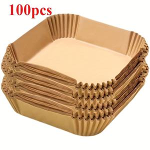 TEMU 일회용 에어프라이어 라이너, 100개 또는 200개 팩으로 구매 가능, 크기는 6.3~8.9인치, 2~8쿼트 에어프라이어에 적합 – 튀김, 베이킹, 요리, 로스팅 및 전자레인지 사용을 위한 논스틱 파스텔