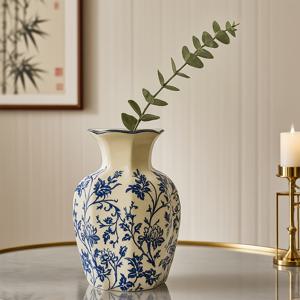 TEMU 1개 빈티지 팜하우스 세라믹 화병 - 높은 원통형 플로럴 데코, 거실, 식탁용, 생화 또는 인공화, 화병 장식, 휴가 시즌 홈 데코, 러스틱 스타일, 우아한 텍스처 마감