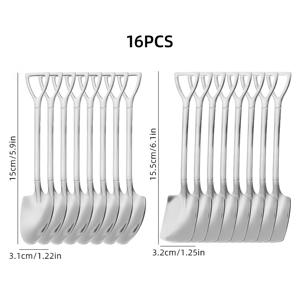 TEMU 16개 창의적인 스테인리스 스틸 수박 스푼 세트 - 디저트 스푼, 커피 스푼, 과일 스푼 - 등급 D 내구성 휴대용 식기 - 가정, 레스토랑, 호텔, 야외 캠핑, 피크닉, 결혼식에 적합 - 필수 주방 용품