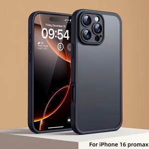 TEMU 휴대폰 케이스 - 아이폰 17, 16, 15, 14, 13, 12, 11 Pro Max Plus, 16E, 17Air에 적합한 고급 반투명 프로스트 휴대폰 케이스. 피부와 같은 질감, 카메라 렌즈 전체 커버, 지문 방지, 낙하 방지 기능 제공