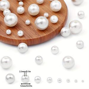 TEMU 다양한 사이즈의 진주 흰색 고품질 모조 진주 아크릴 비즈 (구멍 포함), 14/12/10/8/6/5/4/3mm, 팔찌, 목걸이, 폰 참, 의류 및 신발 장식용으로 적합한 프로젝트
