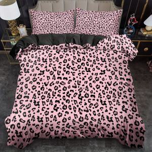 TEMU 핑크 동물 프린트 이불 커버 세트 킹/퀸 사이즈 침구 세트 퀼트 장식 침실 게스트룸 세탁 가능 폴리에스터 섬유 생일 선물 (이불 커버 1개 + 베개커버 1/2개 포함, 퀼트 코어 미포함)