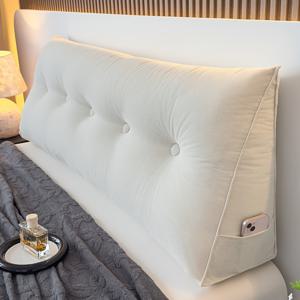 TEMU 1개 편안한 대형 베개 및 쿠션, 섬세한 질감의 따뜻한 기장 디자인. 처진 것을 방지하는 풀충전. 탈착식 세탁 가능 커버와 편리한 사이드 포켓 포함. 침대와 소파에 적합