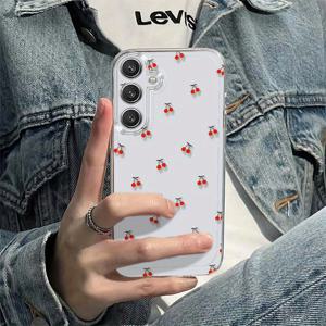 TEMU 휴대폰 케이스 - 패턴 소프트 클리어 모바일 커버 케이스 (삼성 갤럭시 S25/S24/S23/S22/S21 울트라, 플러스, FE 및 A10/A12/A13/A14/A15/A16/A20/A22/A23/A24/A25/A30/A33/A34/A35/A52/A53/A50/A54/A72/A73/M10S 체리 패턴)