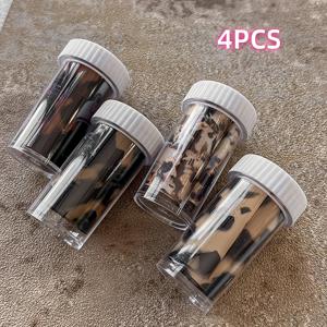 TEMU 거북등 앰버 네일 전사지 4개, 프린트 박스 세트, 여성용 자체 접착 네일 스티커 - 무광 마감, 간편하게 붙이는 네일 데칼, 살롱 및 홈케어용, 오래 지속되는 블랙, 앰버, 브라운 네일 아트 - 누름식 디자인 네일 포일에 적합