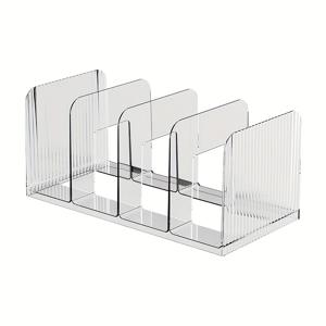 TEMU 1개/2개 투명 데스크탑 책장 - 대용량, 조립 불필요, 튼튼한 아크릴 수납 정리함, 사무실 책상, 홈 오피스 및 작업 공간 정리에 적합, 책, 문서, 마스크 및 가방 보관에 완벽